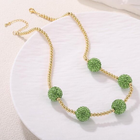 Luxury Beaded Necklace for Women Men - 18K Gold Plated Diamond Ice Baseball Pend - Picture 3 of 6